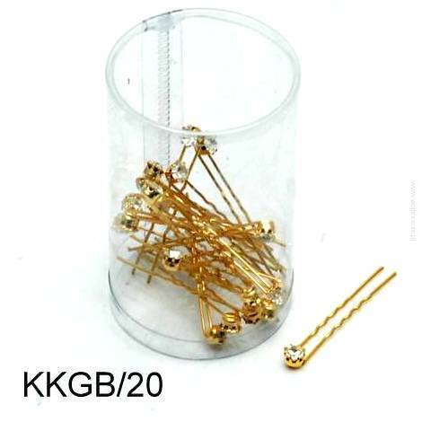 GOLD HAIRPINS WITH GLASS JET  KKGB/20