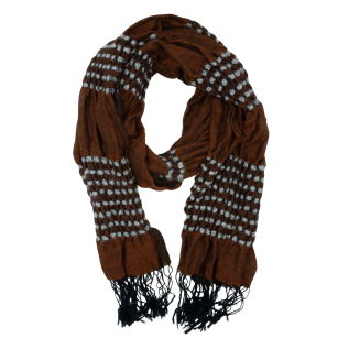 WOMEN'S BROWN SCARF WITH FRINGES                                                              SZAL-17