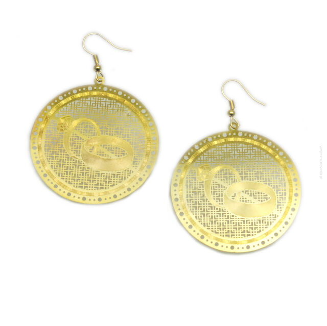 KOLCZYKI WISZĄCE BLASZKI W KOLORZE ZŁOTYM MOTYW NUTY (0615-14 SA)