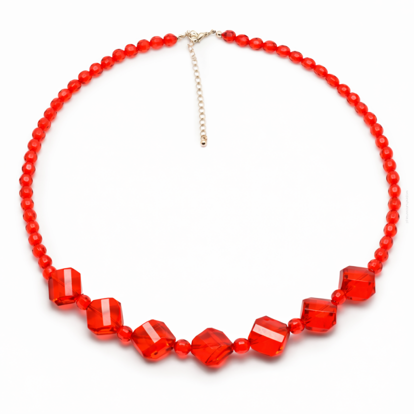 KORALE CZERWONE GEOMETRYCZNE TRANSPARENTNE 0665-20