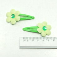 KOMPLET DZIECIĘCY OPASKA ELASTYCZNA ZE SPINKAMI KWIATKI SELEDYNOWY (0314-34) - 2