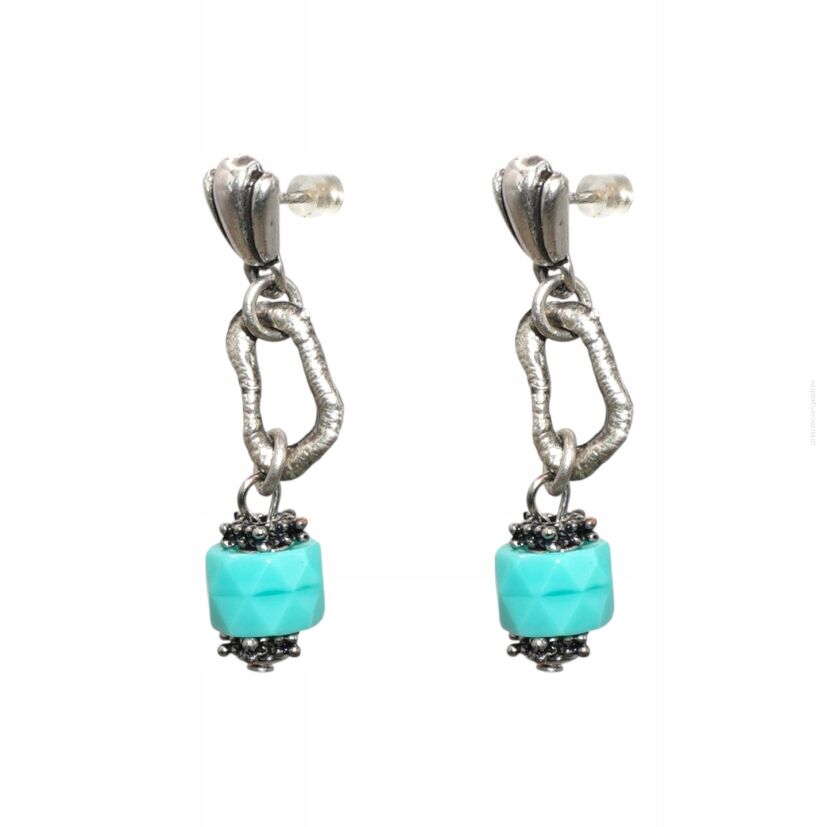 KOLCZYKI WISZĄCE METALOWE TURKUSOWE CANTO      (7533-5 SA)