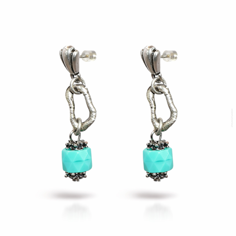 KOLCZYKI WISZĄCE METALOWE TURKUSOWE CANTO (7533-5 SA)