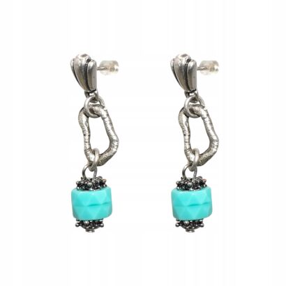 KOLCZYKI WISZĄCE METALOWE TURKUSOWE CANTO      (7533-5 SA)