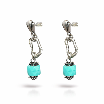 KOLCZYKI WISZĄCE METALOWE TURKUSOWE CANTO (7533-5 SA)