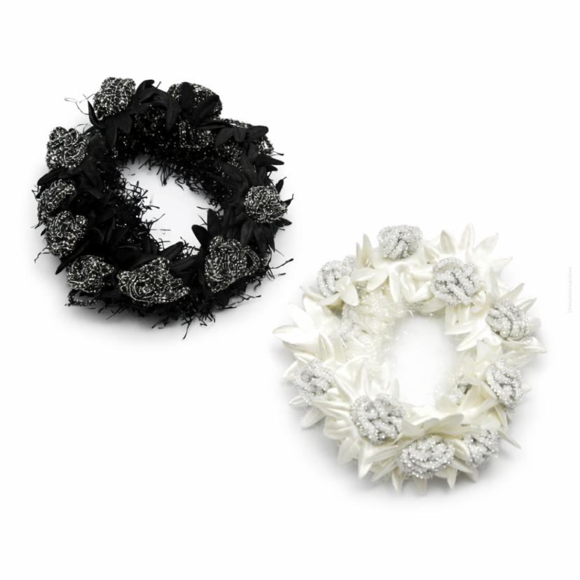 GUMKI DO WŁOSÓW OZDOBNE Z KWIATKAMI 2 SZTUKI                                                  (0176-23 SAH)