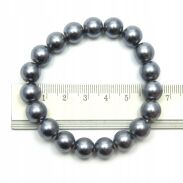 BRANSOLETKA KLASYCZNA Z PEREŁEK SZARA / SREBRNA JABLONEX (BRPR-28 SAH) - 3