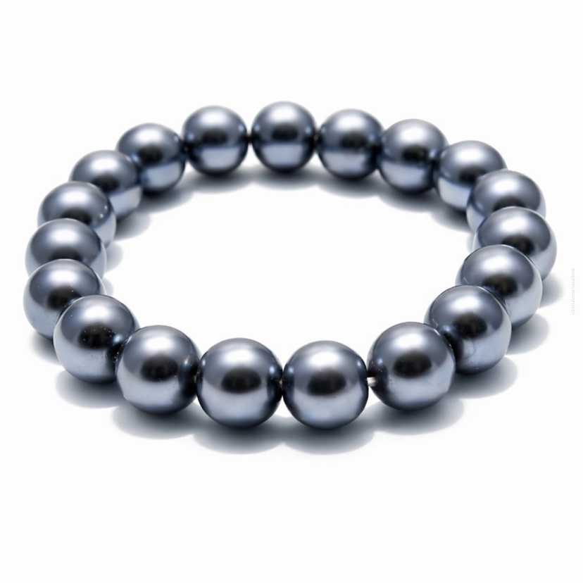 BRANSOLETKA KLASYCZNA Z PEREŁEK SZARA / SREBRNA JABLONEX (BRPR-28 SAH)