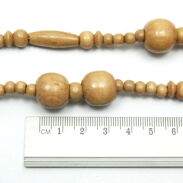 KORALE DREWNIANE DŁUGIE / NASZYJNIK BEŻOWY OBWÓD 180 CM                                                               (0611-1037 SAM F) - 4