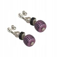 KOLCZYKI CANTO SREBRNE WISZĄCE 4,5 CM Z FIOLETOWYM KORALIKIEM (7533-10 SA) - 2