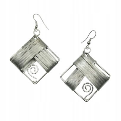 KOLCZYKI WISZĄCE METALOWE W KSZTAŁCIE ROMBU                                                                            (0611-615 SA)