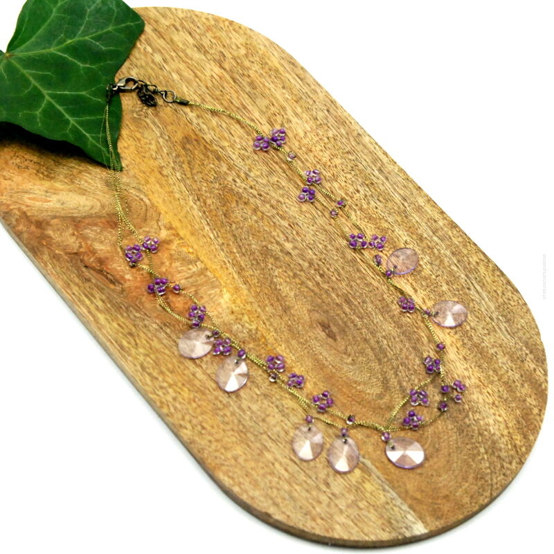 WISIOR / NASZYJNIK NA ŁAŃCUSZKACH FIOLETOWY                                            (7W286-4 SAM 4)