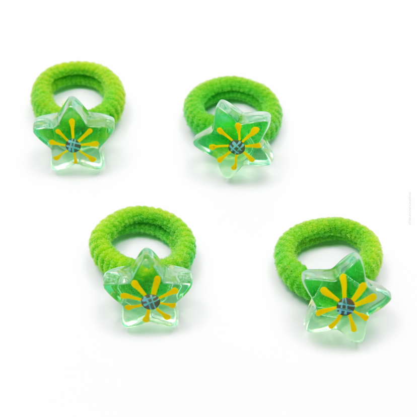 GUMKI DO WŁOSÓW DZIECIĘCE ZIELONE GWIAZDKI 4 SZTUKI (0194-36 SAMH)