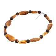 KORALE BRĄZOWE KRÓTKIE PLASTIKOWE NATURE CHIC / ETHNIC / BOHO 0612-56 - 2