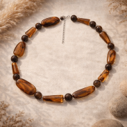 KORALE BRĄZOWE KRÓTKIE PLASTIKOWE NATURE CHIC / ETHNIC / BOHO 0612-56 - 3