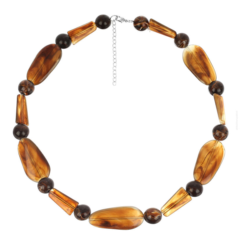 KORALE BRĄZOWE KRÓTKIE PLASTIKOWE NATURE CHIC / ETHNIC / BOHO 0612-56