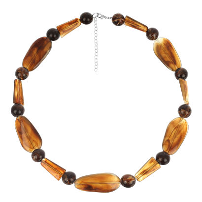 KORALE BRĄZOWE KRÓTKIE PLASTIKOWE NATURE CHIC / ETHNIC / BOHO 0612-56