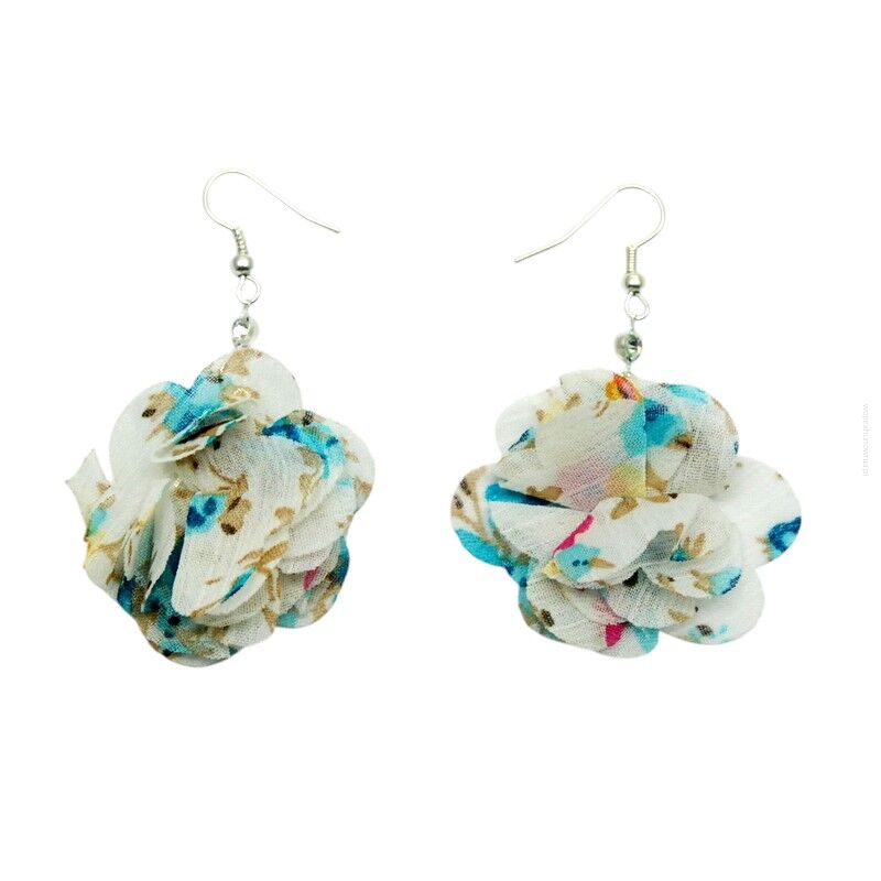 KOLCZYKI Z MATERIAŁU WISZĄCE KWIATY                                                                        (0611-79 A AH)