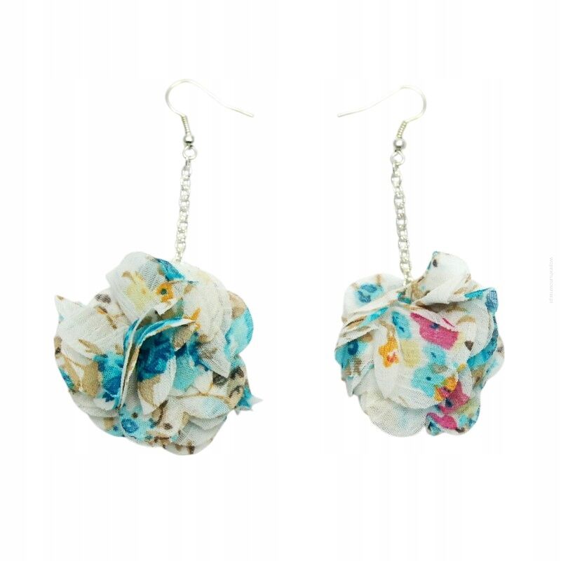 KOLCZYKI Z MATERIAŁU WISZĄCE KWIATY                                                                        (0611-79 SAH)