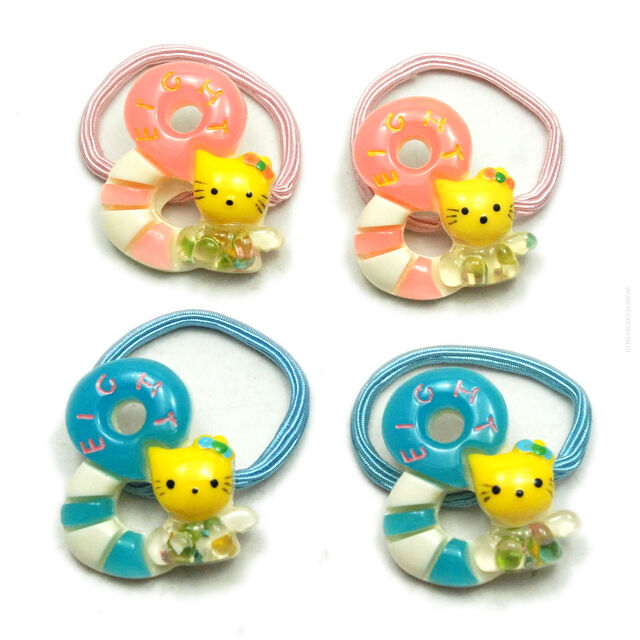 GUMKI DO WŁOSÓW DZIECIĘCE Z KOTEK 4 SZTUKI MIX KOLOR (0620 SA)