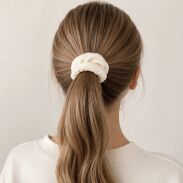 GUMKA DO WŁOSÓW WELUR SCRUNCHIE ECRU PRODUKT POLSKI (0103-C SAH) - 3