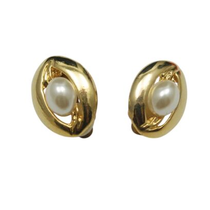 KLIPSY OZDOBNE W KOLORZE ZŁOTYM Z PEREŁKĄ                                                        (8757 SA)