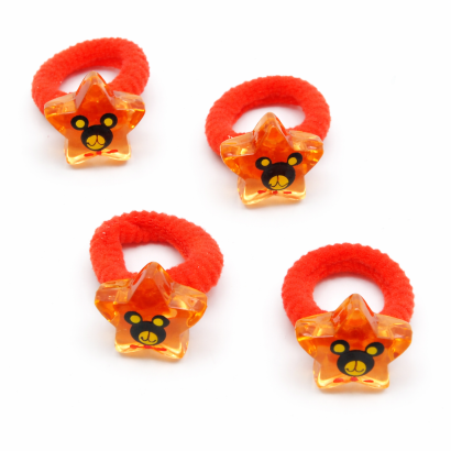 GUMKI DO WŁOSÓW DZIECIĘCE POMARAŃCZOWE GWIAZDKI 4 SZTUKI (0194-25 SAMH)