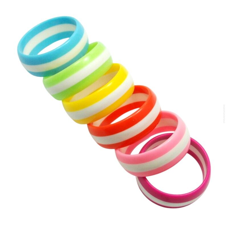 BRANSOLETKI PLASTIKOWE KOLOROWE SZEROKIE 6 SZTUK                                                                   (5684 SAM)