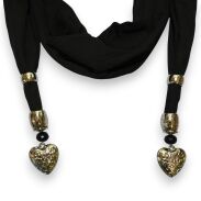 SZAL DAMSKI CZARNY Z WISZĄCYMI ELEMENTAMI                                               (SZAL-32 SA) - 2