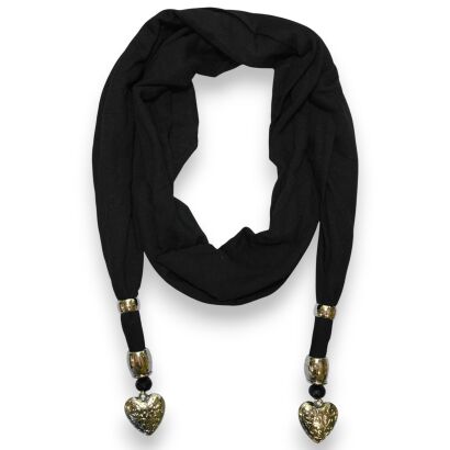 SZAL DAMSKI CZARNY Z WISZĄCYMI ELEMENTAMI                                               (SZAL-32 SA)