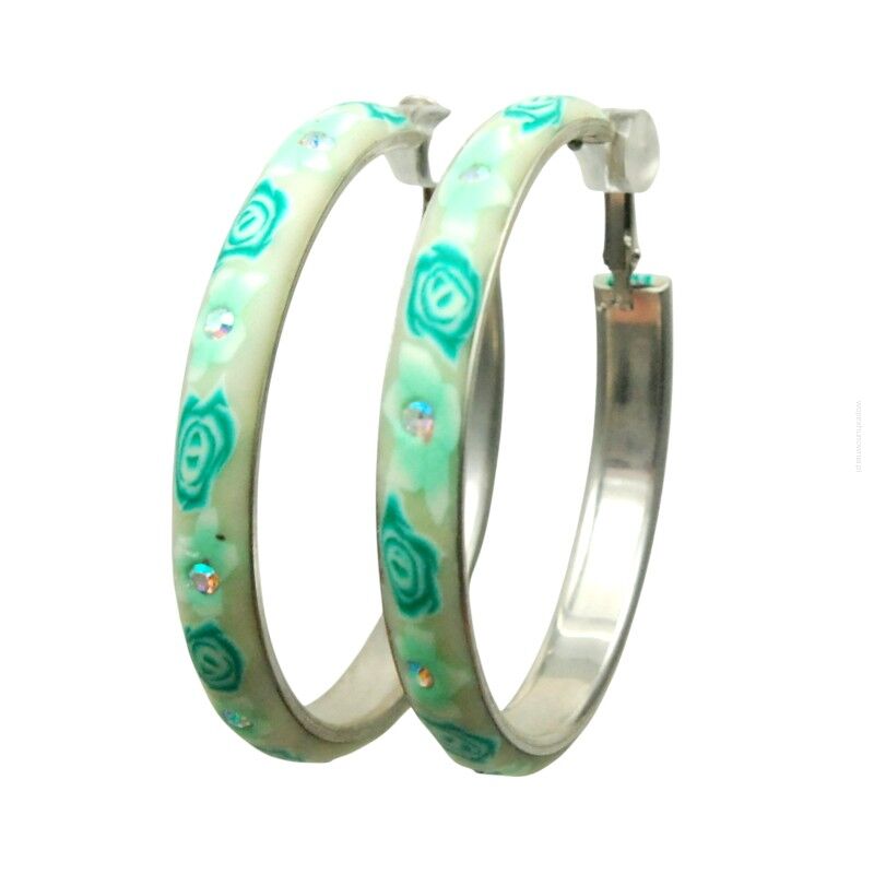 KOLCZYKI  METALOWE KOŁA W KWIATKI                                                    (0611-1067 SAH)