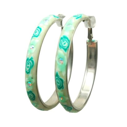 KOLCZYKI  METALOWE KOŁA W KWIATKI                                                    (0611-1067 SAH)