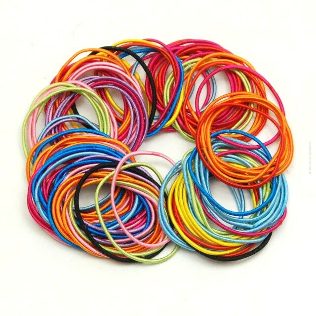 GUMKI DO WŁOSÓW CIENKIE KOLOROWE  BEZ BLASZKI (100 SZTUK) R3/M/3