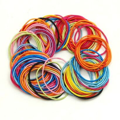 GUMKI DO WŁOSÓW CIENKIE KOLOROWE  BEZ BLASZKI (100 SZTUK) R3/M/3