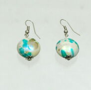 KOMPLET BIŻUTERII KORALE +KOLCZYKI TURKUSOWY 0644-19 - 2