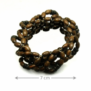 BRANSOLETKA Z DREWNIANYMI KORALIKAM NA GUMCE BRĄZOWA ( 0665-536 SAM) - 3