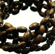 BRANSOLETKA Z DREWNIANYMI KORALIKAM NA GUMCE BRĄZOWA ( 0665-536 SAM) - 2