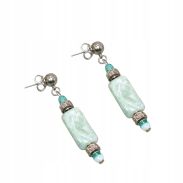 KOLCZYKI WISZĄCE METALOWE TURKUSOWE ZE SZKLANYM KAMIENIEM CANTO (7533-4 SA) - 2