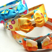 OPASKI DO WŁOSÓW SZEROKIE Z KOKARDKĄ W KROPKI KOLOROWE 3 SZTUKI (0214-5 SA) - 2