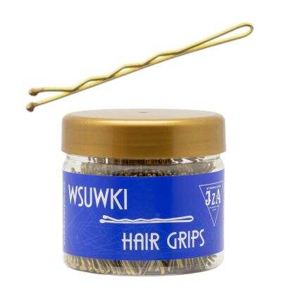 WSUWKI DO WŁOSÓW IZA KARBOWANE ZŁOTE 6 CM 2 KULKI 500G             (326/G)