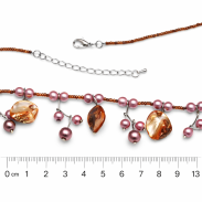 NASZYJNIK DAMSKI Z PERELKAMI I ZŁOTYMI ZAWIESZKAMI 0611M - 3