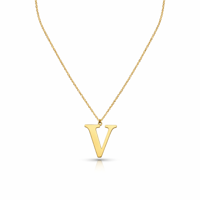 NASZYJNIK Z LITERKĄ  "V" ZE STALI NIERDZEWNEJ                                                               0607-35