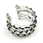 BRANSOLETKA METALOWA Z CZARNYMI KORALIKAMI                                                          (7B354B-1) - 2