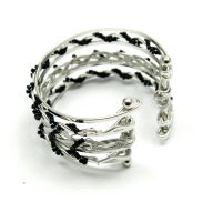 BRANSOLETKA METALOWA Z CZARNYMI KORALIKAMI                                                          (7B354B-1) - 3