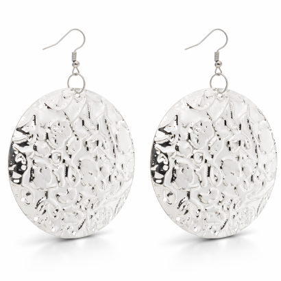 KOLCZYKI WISZĄCE  "BLASZKI" KOŁA GRAWEROWANE SREBRNE 0615-165