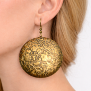 KOLCZYKI WISZĄCE METALOWE OKRĄGŁE ZŁOTE VINTAGE (0615-13 SA) - 2
