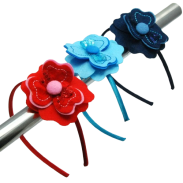 OPASKI DO WŁOSÓW Z KWIATEM KOLOROWE 12 SZTUK (0612 SM) - 3