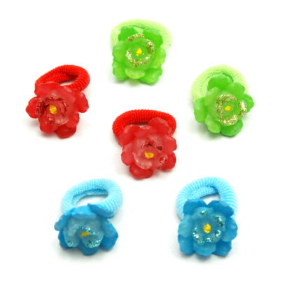 GUMKI DO WŁOSÓW DZIECIĘCE KWIATKI WIELOKOLOROWE (6 SZTUK) 0317-132