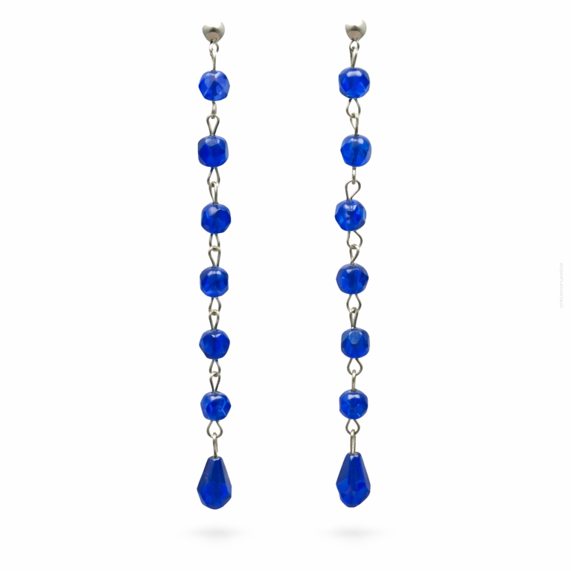 KOLCZYKI WISZĄCE NIEBIESKIE KRYSZTAŁKI 0615-141