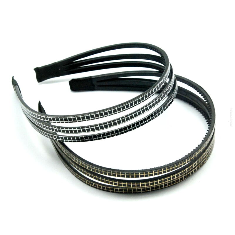 OPASKI DO WŁOSÓW POTRÓJNE CZARNE W KRATKĘ 6 SZTUK 2631 SAM)